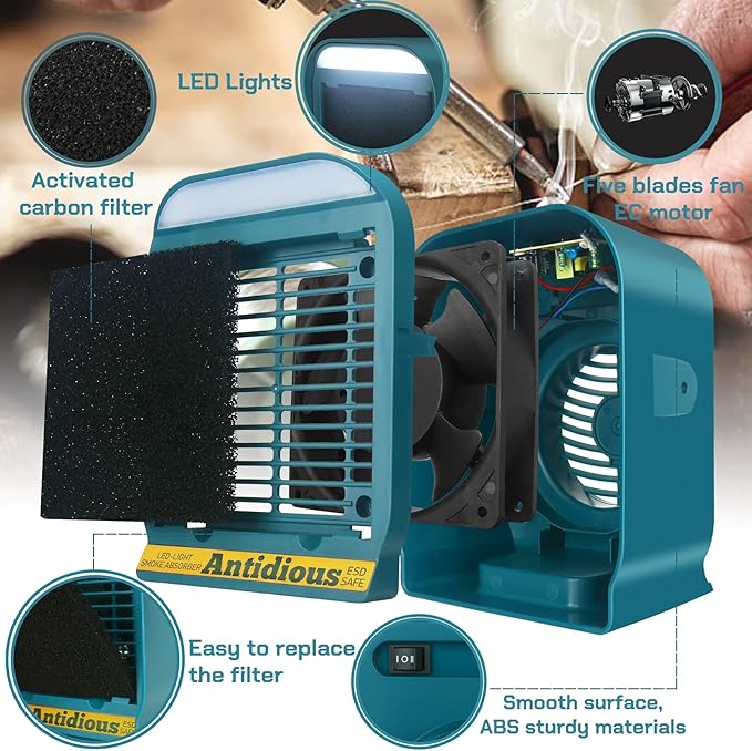 Antidious Fume Extractor Solder Smoke Absorber Portable Filter - Image 3