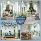 Leaves Outdoor Curtains for Patio Green Leaf Tropical Plants Farmhouse Pastoral - Image 8