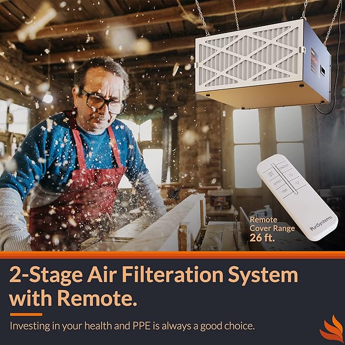 Purisystems 3-Speed Remote Air Filtration System, PuriCare 1100 Hanging Air - Image 2