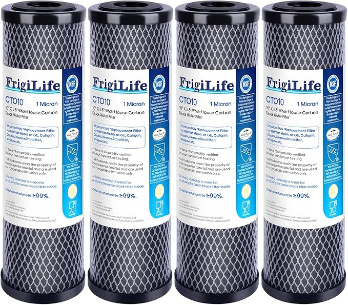 1 Micron 10" x 2.5" Whole House CTO Carbon Sedimen Water Filter Compatible by FrigiLife