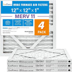 LotFancy 12x12x1 Air Filter MERV 11 4-Pack, Electrostatic Pleated AC Furnace by LotFancy