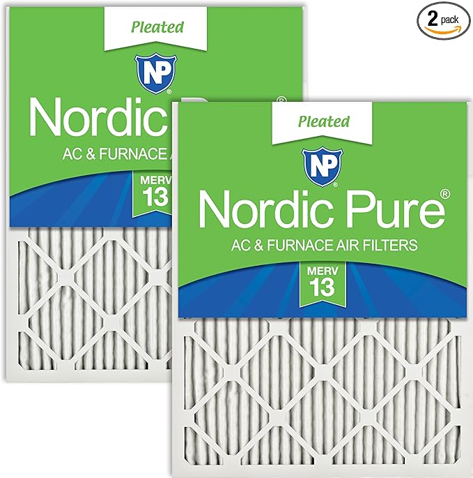Nordic Pure 20x25x1 Pleated MERV 13 Air Filters 2 Pack by NordicPure