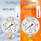 0-2000 Psi Glycerin Liquid Filled Hydraulic High Pressure Gauge, 2.5" Dial Size - Image 6