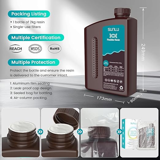 SUNLU Flexible 3D Printer Resin, 66A 3D Printing Resin - Image 9