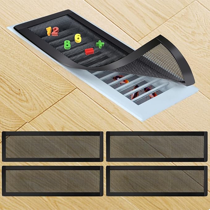 Magnetic Floor Register Vent Covers, 4 x 14 Inch Air Vent Filter Mesh, Sticky by ServetoMakeYourLifeEasier