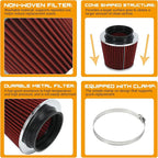 PTNHZ Universal Red 4" 102mm High Flow Cold Air Intake Cone Air Filter Power - Image 3