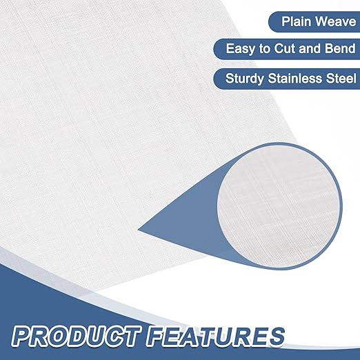 uxcell 300 Mesh 118" x 12" Woven Wire Mesh, 304 Stainless Steel Air Vent Filter - Image 3