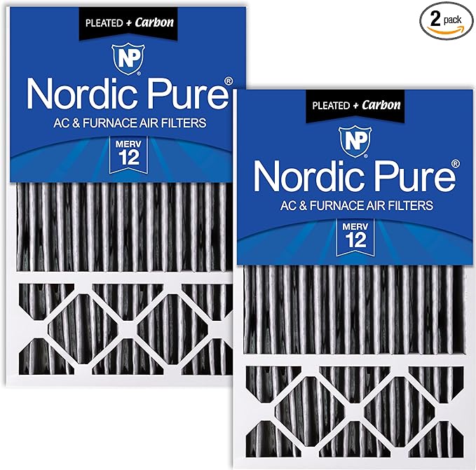 Nordic Pure 16x25x5 Honeywell Replacement Air Filters MERV 12 Plus Carbon 2 Pack by NordicPure