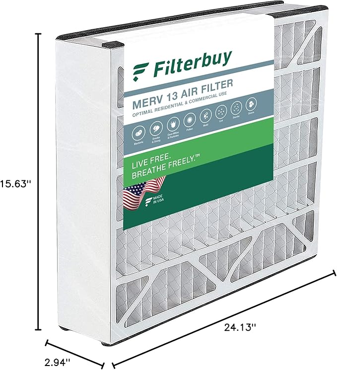 Filterbuy 16x25x3 Air Filter MERV 13 Optimal Smoke & Allergy Defense, - Image 10