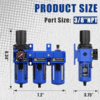 NEWPO 3/8'' NPT Compressed Air Filter Regulator Lubricator Combo Water/Oil Trap - Image 2