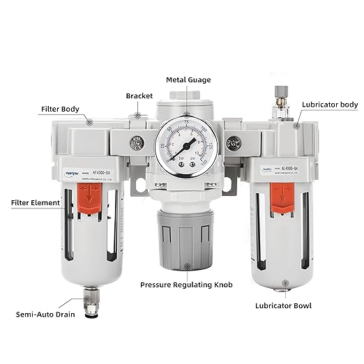 NANPU 1/2" NPT Air Filter, Regulator & Lubricator Combo - Image 3