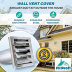 Wall Vent Cover with Metal Mesh Screen, Exterior Hood Vent - Image 3