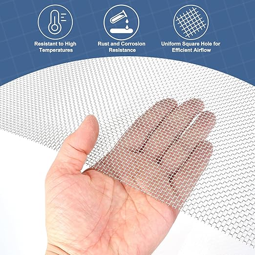 uxcell 12 Mesh 39" x 10" Woven Wire Mesh, 316 Stainless Steel Air Vent Filter - Image 5