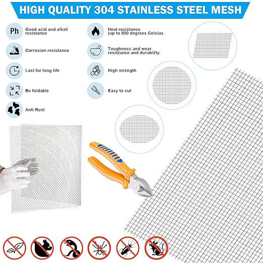 Valchoose 1 Piece Metal Woven Mesh Screen 14.6 X 11.4 in, 4.5mm Hole 5 Mesh - Image 6