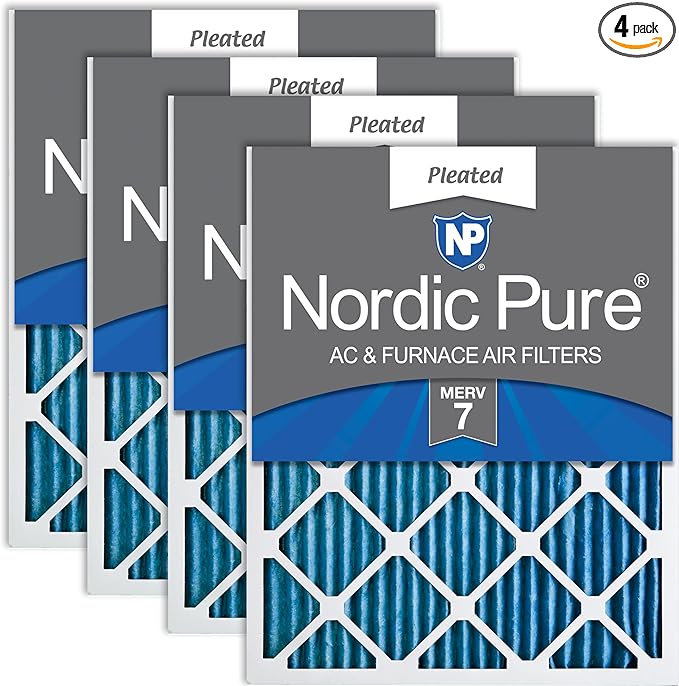 Nordic Pure 16x25x1 Pleated MERV 7 Air Filters 4 Pack by NordicPure