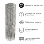 PATIKIL 40" L x 10" W Woven Wire Mesh, 8 Mesh 316L Stainless Steel Air Vent - Image 3