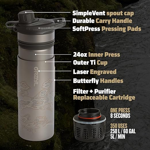 GRAYL GeoPress Titanium 24 oz Water Purifier Bottle - Image 9