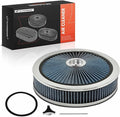 A-Premium 14"x3" Round Blue Chrome Universal Air Cleaner Filter Assembly by A-Premium