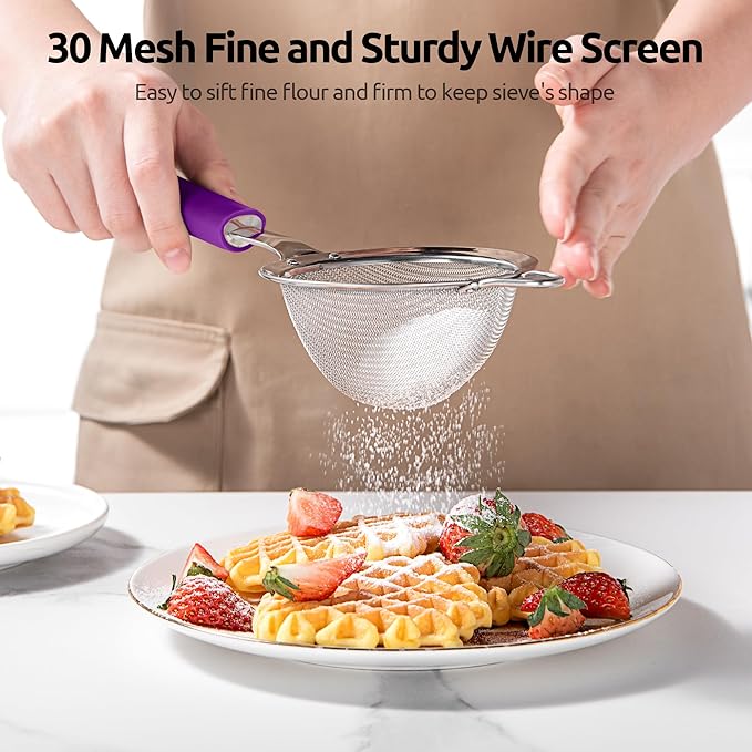 U-Taste Small Fine Mesh Strainer: 18/8 Stainless Steel 3.35in 30 Mesh Kitchen - Image 5
