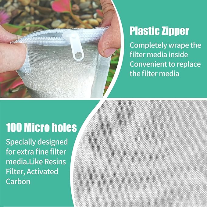 AQUANEAT Aquarium Filter Media Bags 15pcs Fish Tank Extra Fine 100 Micron Mesh - Image 4
