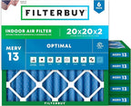 Filterbuy 20x20x2 Air Filter MERV 13 Optimal Smoke & Allergy Defense, by Filterbuy