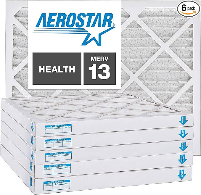 Aerostar 20x24x2 MERV 13, Pleated Air Filter, Box of 6, Made in the USA by AirFiltersDelivered