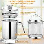 Chihee Grease Container Deep Fryer 2 in 1 Stainless Steel Bacon Grease Saver - Image 4