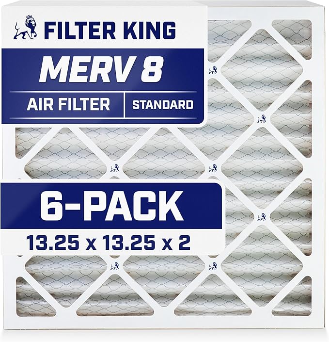 Filter King 13.25x13.25x2 Air Filter | 6-PACK | MERV 8 HVAC Pleated A/C Furnace by FilterKing