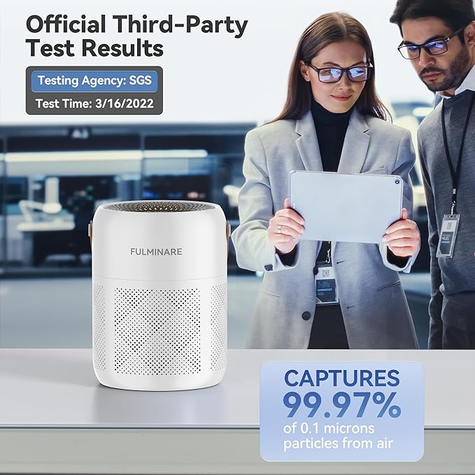 FULMINARE Air Purifiers for Home Bedroom H13 True HEPA Air Purifier, 3 Speeds - Image 4