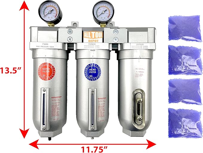 3/4" NPT SUPER DUTY Industrial Grade 3 Stages Filter Coalescing Desiccant Dryer - Image 2
