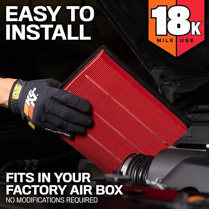 K&N Engine Air Filter:Long Life 18, 000 Mile Replacement AirFilter:Compatible - Image 4