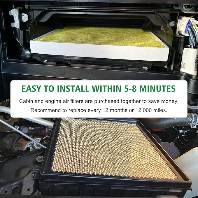 2PCS Cabin Engine Air Filter Kit Fits - Image 3
