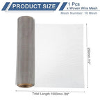 uxcell 16 Mesh 39" x 10" Woven Wire Mesh, 316 Stainless Steel Air Vent Filter - Image 2