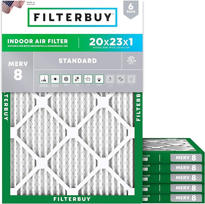 Filterbuy 20x23x1 Air Filter MERV 8 Essential Dust & Allergy Defense, by Filterbuy
