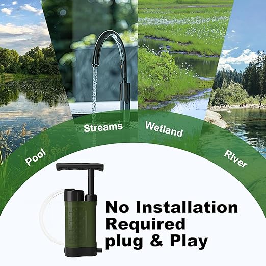 Portable Water Filter Pump, 0.01 Micron Manual Survival Water Purifier - Image 8