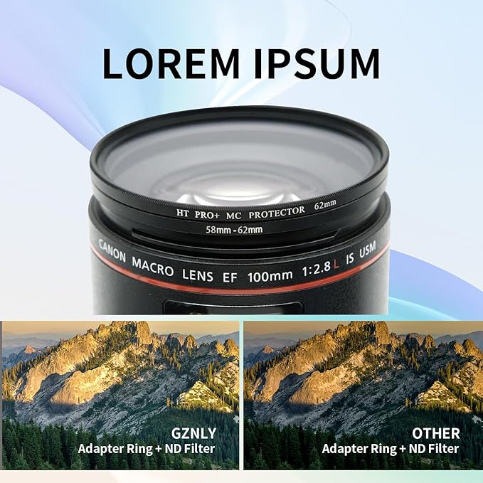 58-62mm Step-Up Ring Adapter, 58mm to 62mm Step Up Filter Ring - Image 3