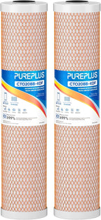 PUREPLUS 5 Micron 20" x 4.5" Whole House Coconut Shell Activated Carbon and KDF by PUREPLUS