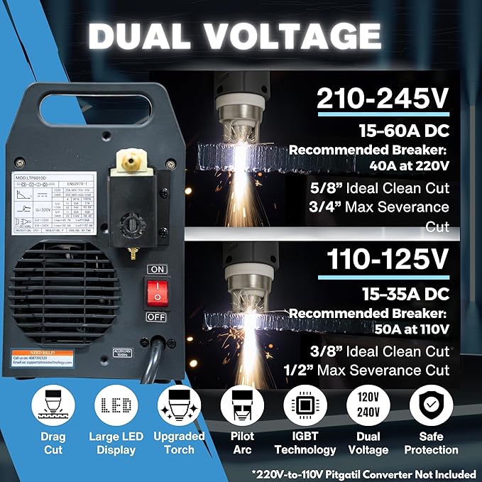 LTP6010D 60A Plasma Cutter, Drag-Cut Ready & Up to 20% Faster, 5/8" Clean - Image 5