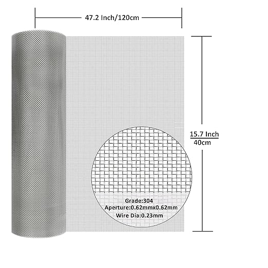 304 Stainless Steel Mesh Screen#30Mesh -Size:15.7"x47.2", - Image 2