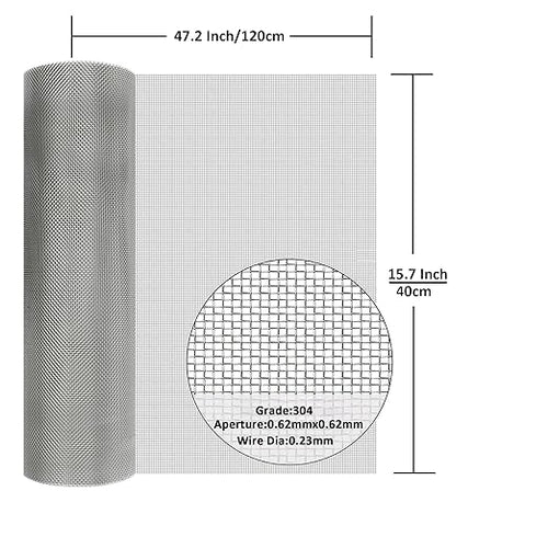 304 Stainless Steel Mesh Screen#30Mesh -Size:15.7"x47.2", - Image 2