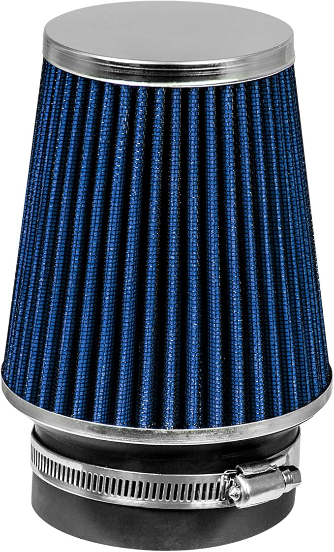 BLUE 3.5" 89 mm Inlet Narrow Air Cone Replacement Performance Washable Clamp-On by RtunesRacing