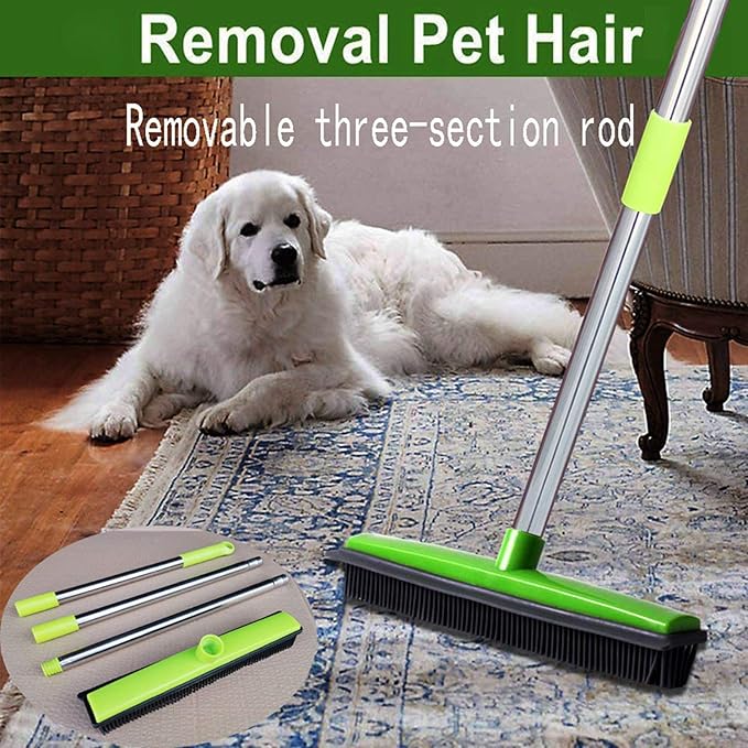 Multifunctional Broom, Telescopic Carpet Rake Rubber Pp 12.6in Brush Easy Wash - Image 3