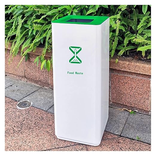 GLigeT Outdoor Trash can White Combined Trash Can Large-Capacity Square Sorting by Unknown