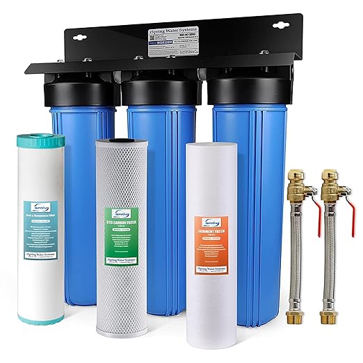 iSpring WGB32BM+AHPF12MNPT16X2 3-Stage Whole House Water Filter System by iSpring