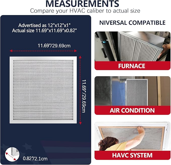 12x12x1 Electrostatic Air Filter, Reusable MERV 8 Aluminum AC/HVAC Furnace - Image 6