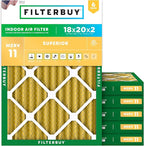 Filterbuy 18x20x2 Air Filter MERV 11 Superior Pet & Allergy Defense, by Filterbuy