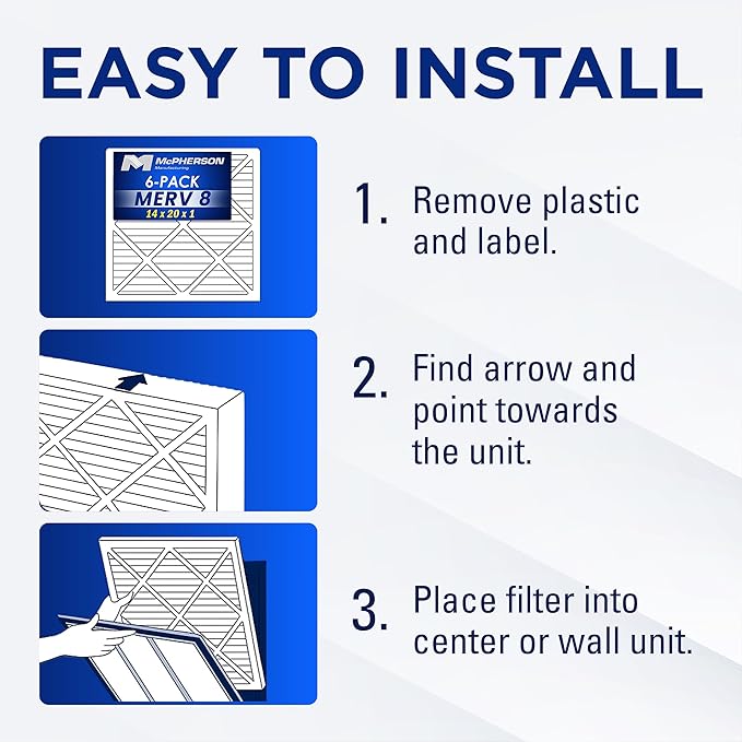 14x20x1 Air Filters, MERV 8 Pleated HVAC AC Furnace Filter Replacement - Image 4