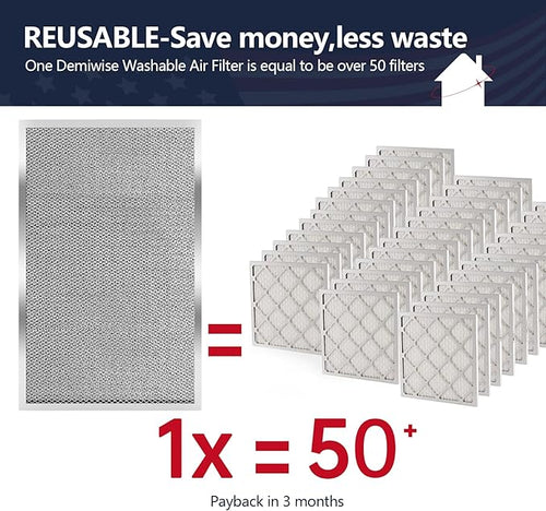 16x25x1 Electrostatic Air Filter, MERV 8 Reusable Aluminum AC/HVAC Furnace - Image 2