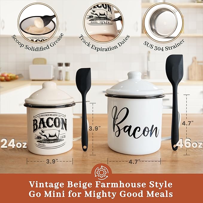 Bacon Grease Container with Strainer - Image 3
