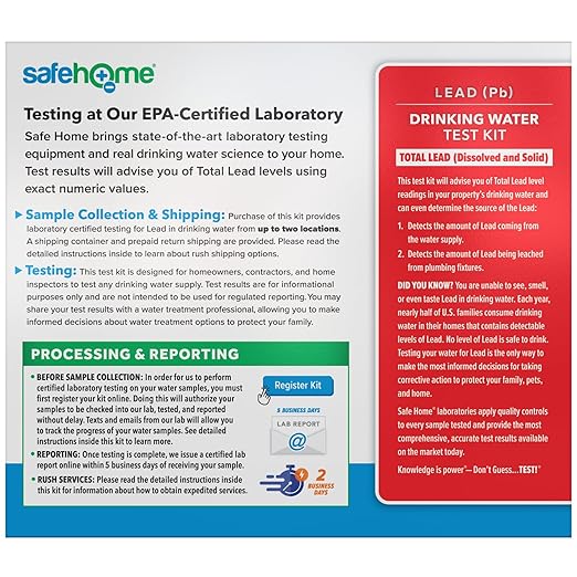 Safe Home® Lead in Drinking Water Test Kit – 2 Samples Tested at our EPA - Image 2